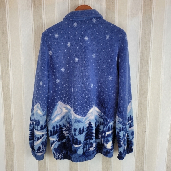 Vintage Blair Fleece Jacket‎ Mountains Winter Graphic Blue Size SML Medium - Picture 10 of 10